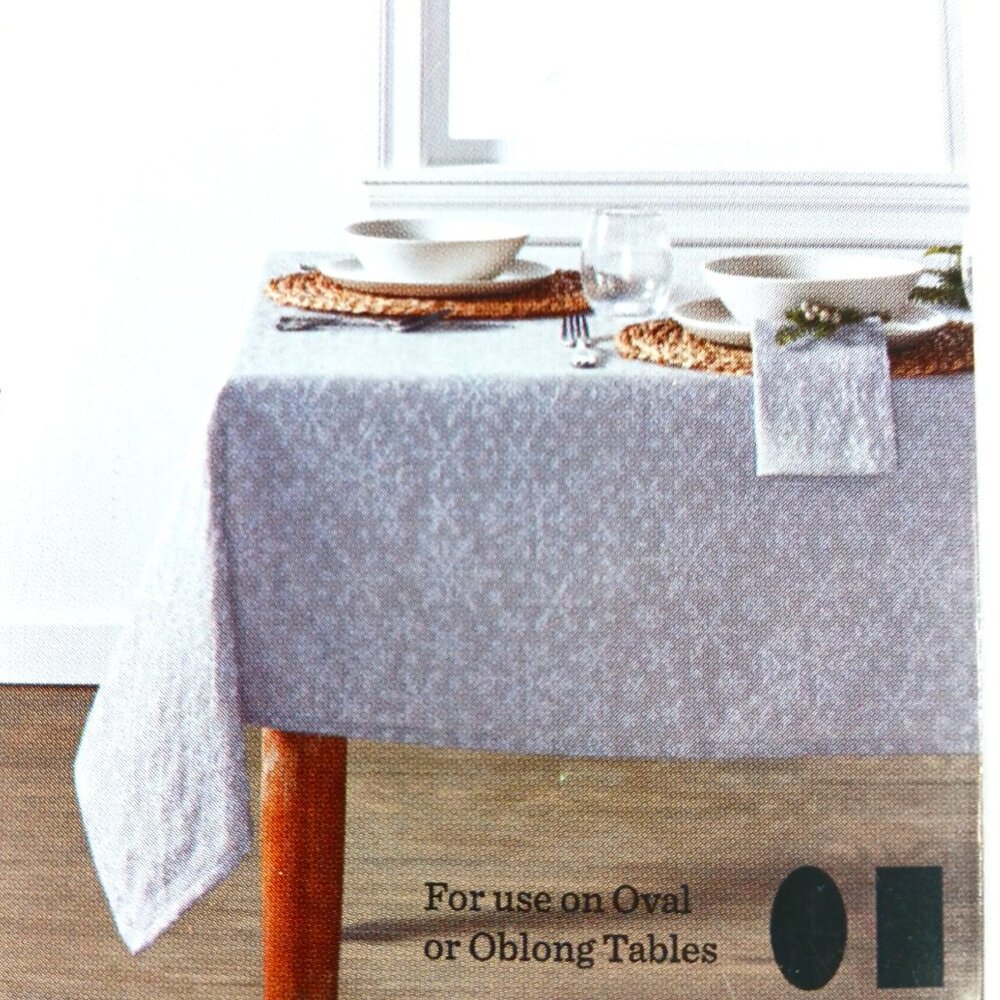 Bee & Willow-Table Cloth-60x84-Seats 6-8/White Snow- Home Gray & White-Holiday